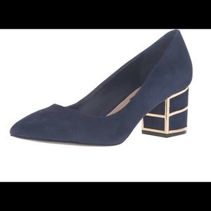 Steven Buena Navy Suede Pumps